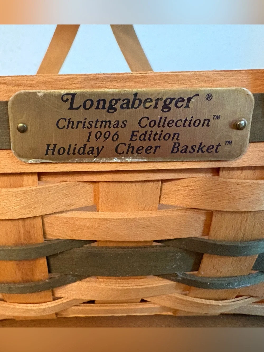Longaberger 1996 Christmas Holiday Cheer Basket w/Protector